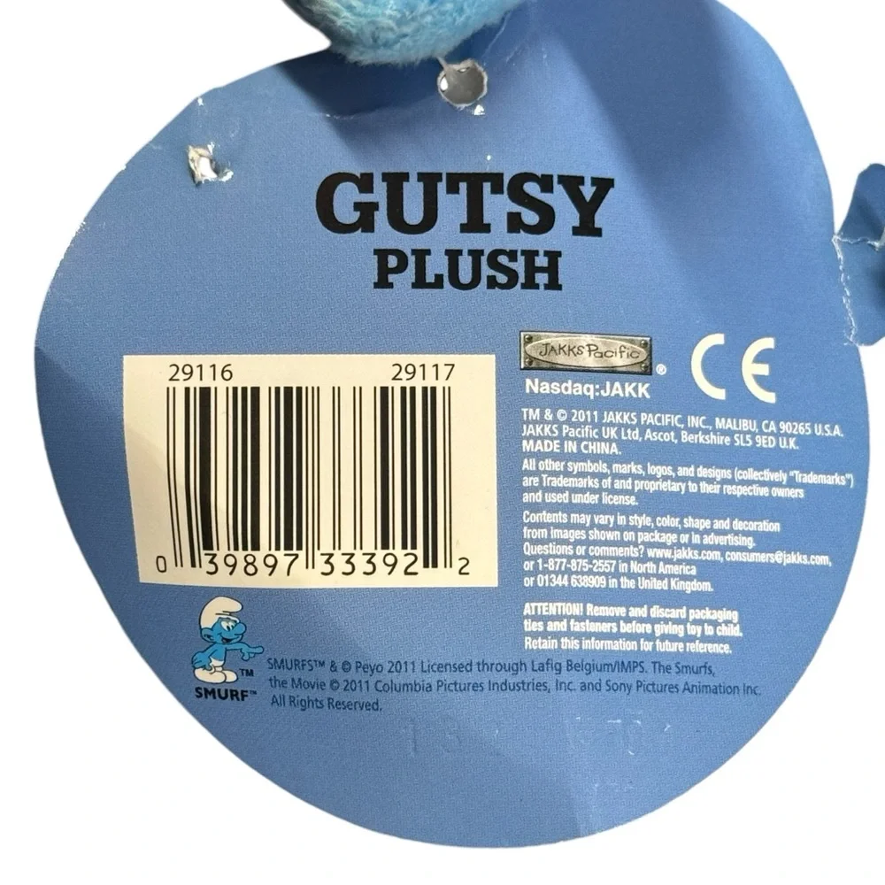 JAKKS The Smurfs Scottish Kilt Gutsy Doll Toy Stuffed Animal Plush 2011 Movie‎